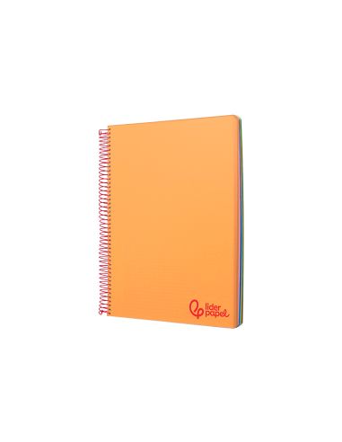 Cuaderno Espiral Liderpapel A6 Micro Wonder Tapa Plastico 120H 90 Gr Cuadro 5Mm 4 Bandas Color Naranja