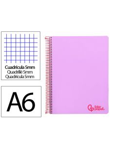 Cuaderno Espiral Liderpapel A6 Micro Wonder Tapa Plastico 120H 90 Gr Cuadro 5Mm 4 Bandas Color Violeta