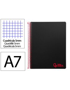 Cuaderno Espiral Liderpapel A7 Micro Wonder Tapa Plastico 100H 90Gr Cuadro 5Mm 4 Bandas Color Negro