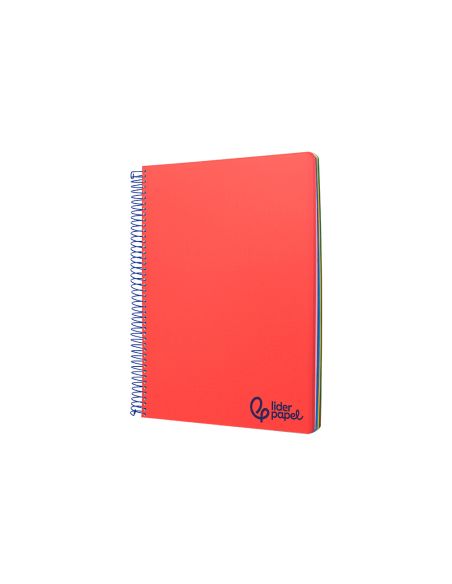 Cuaderno Espiral Liderpapel A7 Micro Wonder Tapa Plastico 100H 90Gr Cuadro 5Mm 4 Bandas Color Rojo