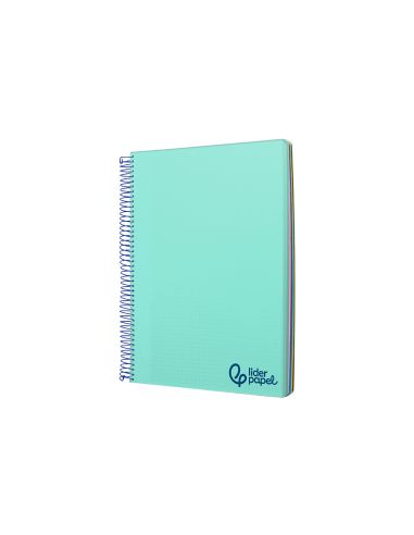 Cuaderno Espiral Liderpapel A7 Micro Wonder Tapa Plastico 100H 90Gr Cuadro 5Mm 4 Bandas Color Verde Pastel Turquesa