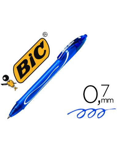 Boligrafo Azul Bic Gelocity Quick Dry Retractil Tinta Gel Punta De 0,7 Mm