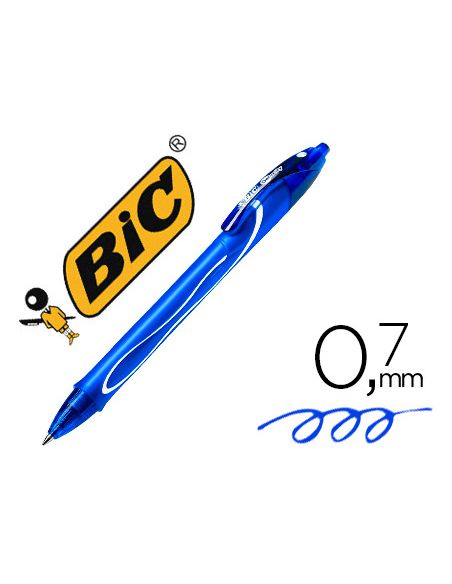 Boligrafo Azul Bic Gelocity Quick Dry Retractil Tinta Gel Punta De 0,7 Mm