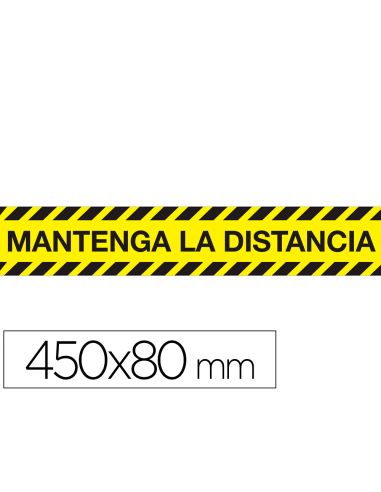 Cinta Adhesiva De Señalizacion Mantenga La Distancia De Seguridad Pvc 165 Mc 450X80 Mm