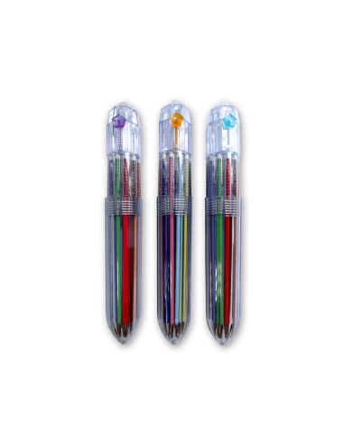 Boligrafo Liderpapel 10 En 1 Cuerpo Transparente 10 Colores 1 Mm Retractil