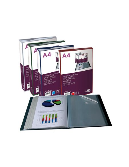 Carpeta Liderpapel 10 Fundas Canguro Pp Din A4 Negro Opaco Portada Y Lomo Personalizable
