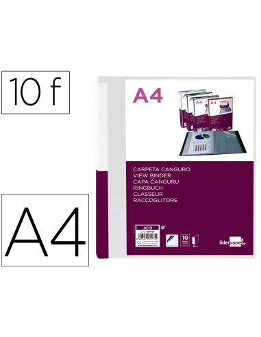 Carpeta Liderpapel 10 Fundas Canguro Pp Din A4 Transparenteportada Y Lomo Personalizable