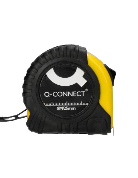 Flexometro Q-Connect Con Freno Material Antichoque 25 Mm De Ancho Longitud 8 Mt