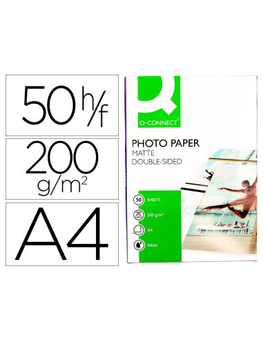 Papel Q-Connect Foto Mate Doble Cara Din A4 Para Fotocopias E Impresoras Ink- Jet Bolsa De 50 Hojas 220 Gr