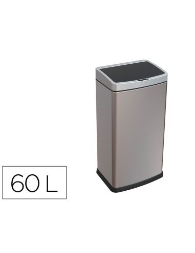 Papelera Metalica Q-Connect Con Sensor Automatico Capacidad 60 Litros 630X270X400 Mm