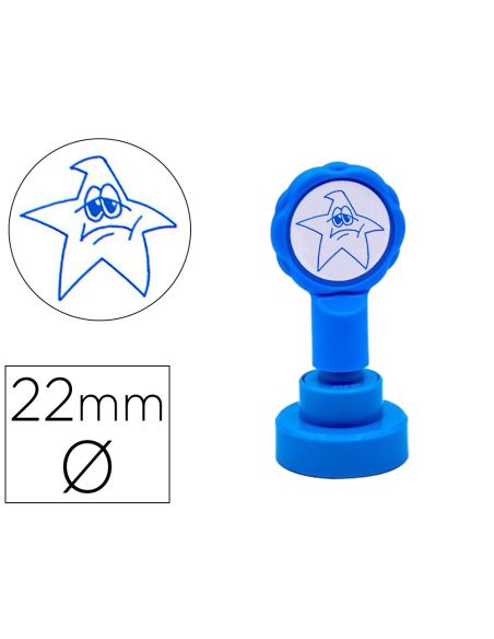 Sello Artline Emoticono Estrella Triste Color Azul 22 Mm Diametro