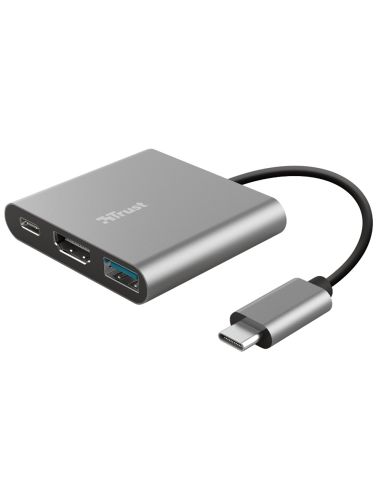 Adaptador Trust Dalyx 3 En 1 Multipuerto Usb-C / Usb-A Usb-C Hdmi 2.0 Color Aluminio