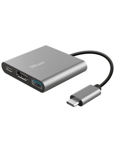Adaptador Trust Dalyx 3 En 1 Multipuerto Usb-C / Usb-A Usb-C Hdmi 2.0 Color Aluminio