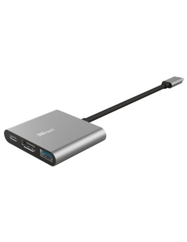 Adaptador Trust Dalyx 3 En 1 Multipuerto Usb-C / Usb-A Usb-C Hdmi 2.0 Color Aluminio