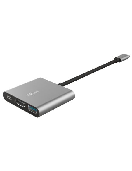 Adaptador Trust Dalyx 3 En 1 Multipuerto Usb-C / Usb-A Usb-C Hdmi 2.0 Color Aluminio