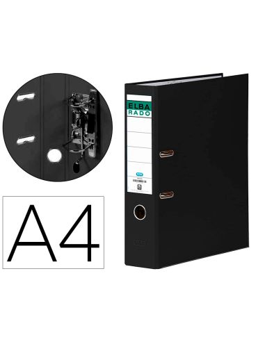 Archivador De Palanca Elba Chic Carton Forrado Pvc Con Rado Din A4 Lomo De 80 Mm Negro