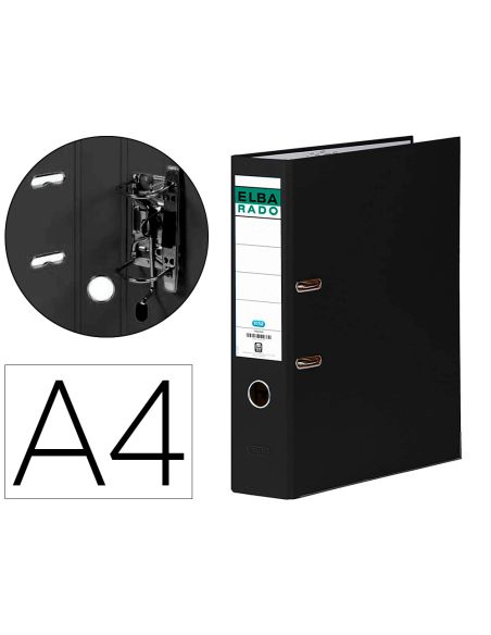 Archivador De Palanca Elba Chic Carton Forrado Pvc Con Rado Din A4 Lomo De 80 Mm Negro