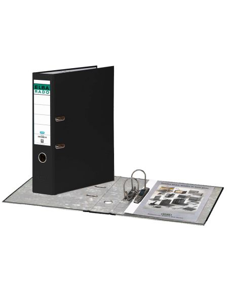 Archivador De Palanca Elba Chic Carton Forrado Pvc Con Rado Din A4 Lomo De 80 Mm Negro