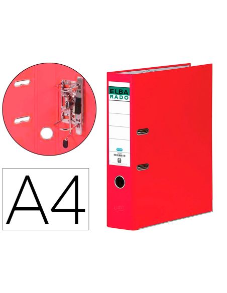 Archivador De Palanca Elba Chic Carton Forrado Pvc Con Rado Din A4 Lomo De 80 Mm Rojo