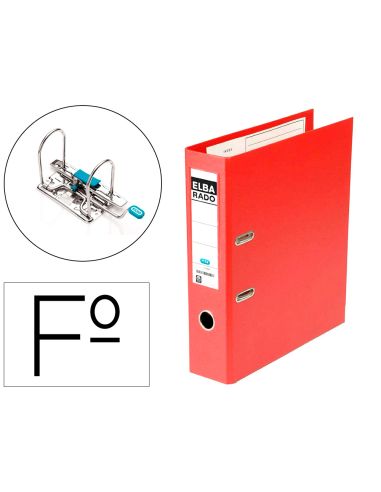 Archivador De Palanca Elba Chic Carton Forrado Pvc Con Rado Folio Lomo De 80 Mm Rojo