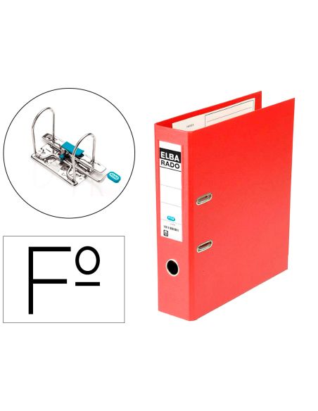 Archivador De Palanca Elba Chic Carton Forrado Pvc Con Rado Folio Lomo De 80 Mm Rojo