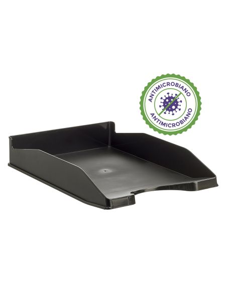 Bandeja Sobremesa Archivo 2000 Antimicrobiana Plastico Apilable 3 Posiciones Din A4 Y Folio Negra 345X255X60 Mm