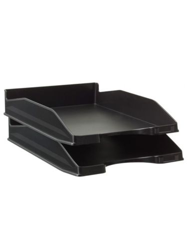 Bandeja Sobremesa Archivo 2000 Antimicrobiana Plastico Apilable 3 Posiciones Din A4 Y Folio Negra 345X255X60 Mm