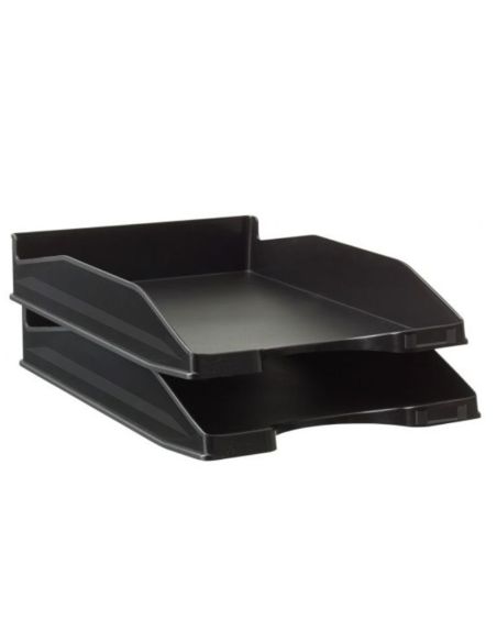 Bandeja Sobremesa Archivo 2000 Antimicrobiana Plastico Apilable 3 Posiciones Din A4 Y Folio Negra 345X255X60 Mm