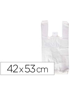 Bolsa Camiseta Reciclada 70% Blanca 50 Mc 42X53 Cm Apta Legislacion De Bolsas 2021