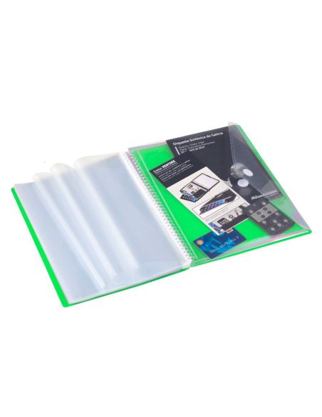 Carpeta Carchivo Archivex Polipropileno Canguro Verde Escaparate Con Espiral 40 Fundas Cierre Gomas Din A4