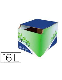 Contenedor Papelera Reciclaje Fellowes Sobremesa Carton 100% Reciclado Montaje Manual Entrada Frontal Y Tapa