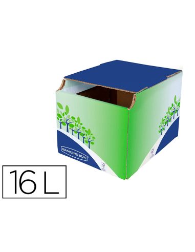 Contenedor Papelera Reciclaje Fellowes Sobremesa Carton 100% Reciclado Montaje Manual Entrada Frontal Y Tapa