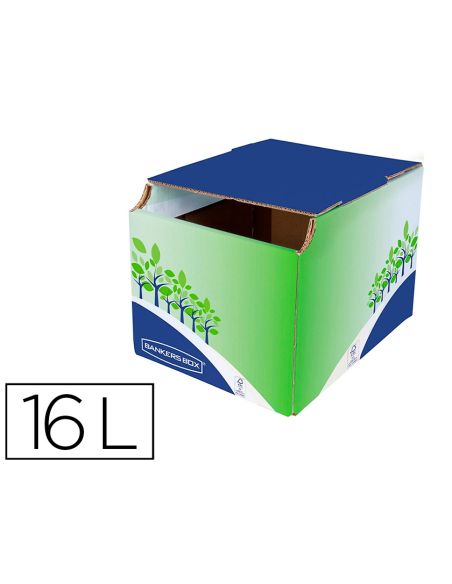 Contenedor Papelera Reciclaje Fellowes Sobremesa Carton 100% Reciclado Montaje Manual Entrada Frontal Y Tapa