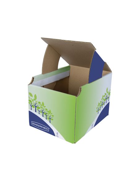 Contenedor Papelera Reciclaje Fellowes Sobremesa Carton 100% Reciclado Montaje Manual Entrada Frontal Y Tapa