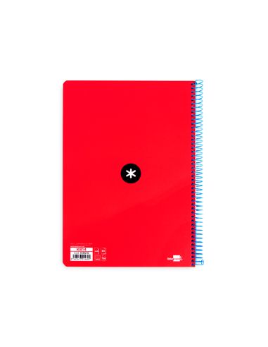 Cuaderno Espiral A4 Antartik Tapa Dura 80H 90Gr Cuadro 4Mm Con Margen Color Rojo