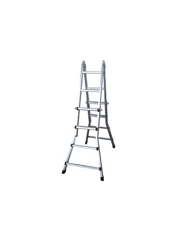 Escalera Telescopica Aluminio De 4+4 Peldaños Con Tapa Finalpvc Antideslizante En131-4