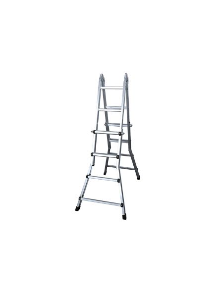 Escalera Telescopica Aluminio De 4+4 Peldaños Con Tapa Finalpvc Antideslizante En131-4