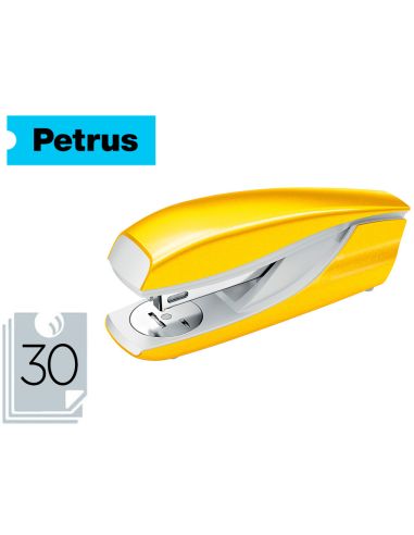 Grapadora Petrus 635 Wow Amarilla Metalizada Capacidad 30 Hojas