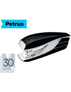 Grapadora Petrus 635 Wow Negra Metalizada Capacidad 30 Hojas