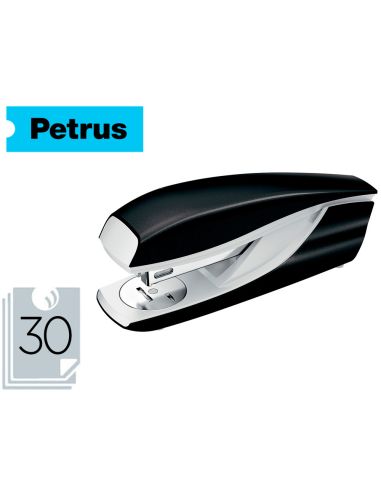 Grapadora Petrus 635 Wow Negra Metalizada Capacidad 30 Hojas