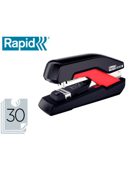 Grapadora Rapid So30C Plastico Negro/Rojo Capacidad 30 Hojas Usa Grapas Omnipress 30