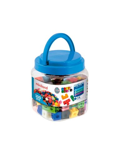 Juego Miniland 100 Cubos De 2 Cm Para Juegos Matematicos 125X150X125 Mm