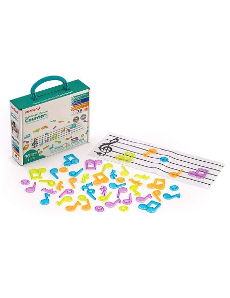 Juego Miniland Set De Contadores Translucidos Contenido 96 Notas Musicales Y 1 Pentagrama Transparente
