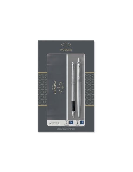 Juego Parker Duo Jotter Acero Ct Boligrafo + Pluma