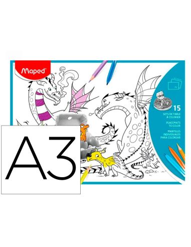 Mantel Para Colorear Maped Individual Din A3 Pack De 15 Unidades Surtidas|Libreriasalesiana