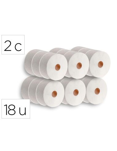 Papel Higienico Dahi Jumbo 2 Capas Celulosa Blanca 140 Mt Mandril 45 Mm Paquete De 18 Rollos
