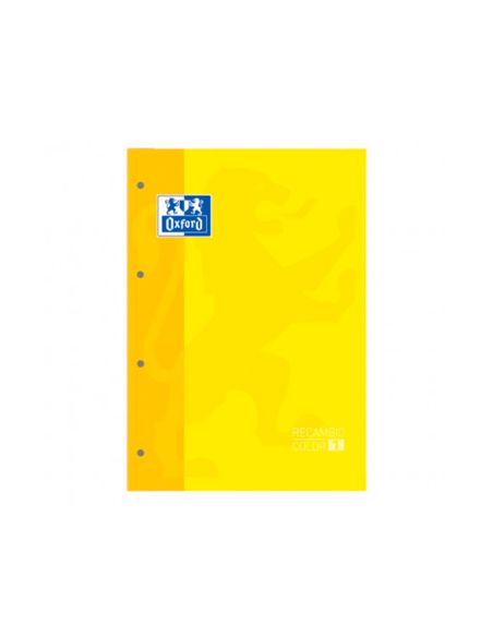 Recambio Color 1 Oxford Din A4+ 80 Hojas 90 Gr Cuadro 5 Mm 4 Taladros Color Amarillo