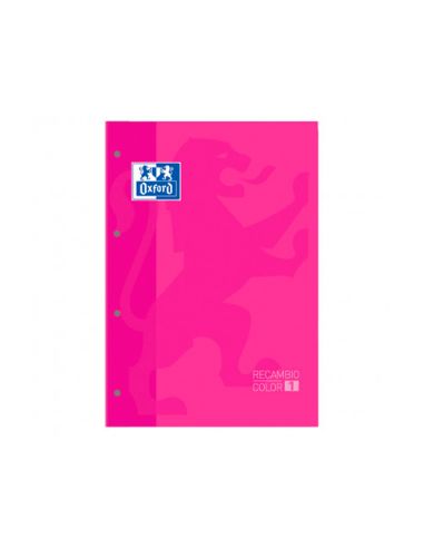 Recambio Color 1 Oxford Din A4+ 80 Hojas 90 Gr Cuadro 5 Mm 4 Taladros Color Fucsia