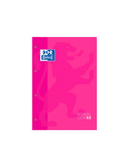 Recambio Color 1 Oxford Din A4+ 80 Hojas 90 Gr Cuadro 5 Mm 4 Taladros Color Fucsia