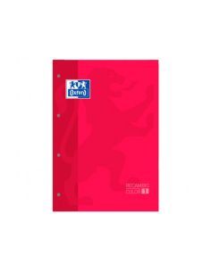 Recambio Color 1 Oxford Din A4+ 80 Hojas 90 Gr Cuadro 5 Mm 4 Taladros Color Rojo 2